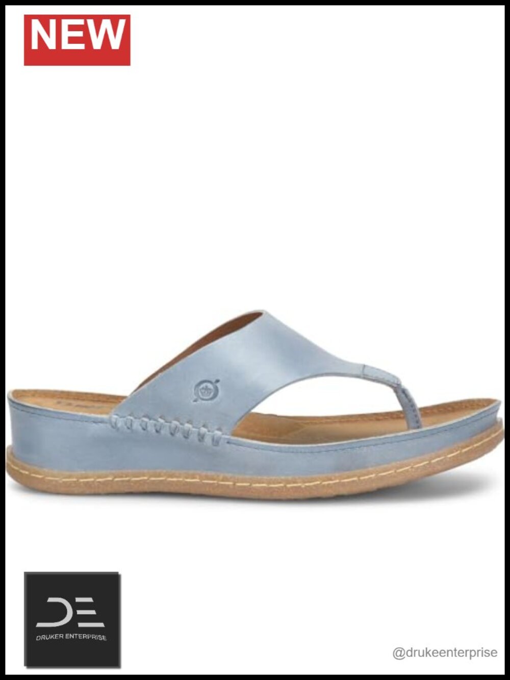 Women's Leather Wedge Sandals, Slip-On Flip Flop, Comfort Footbed